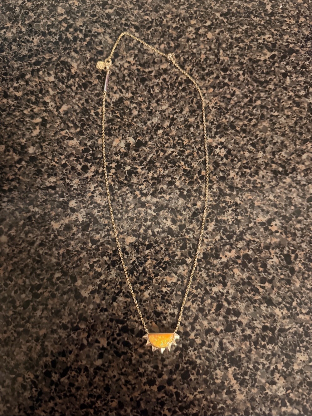Kendra Scott Gold Chain Necklace with Amber Yellow Pendant